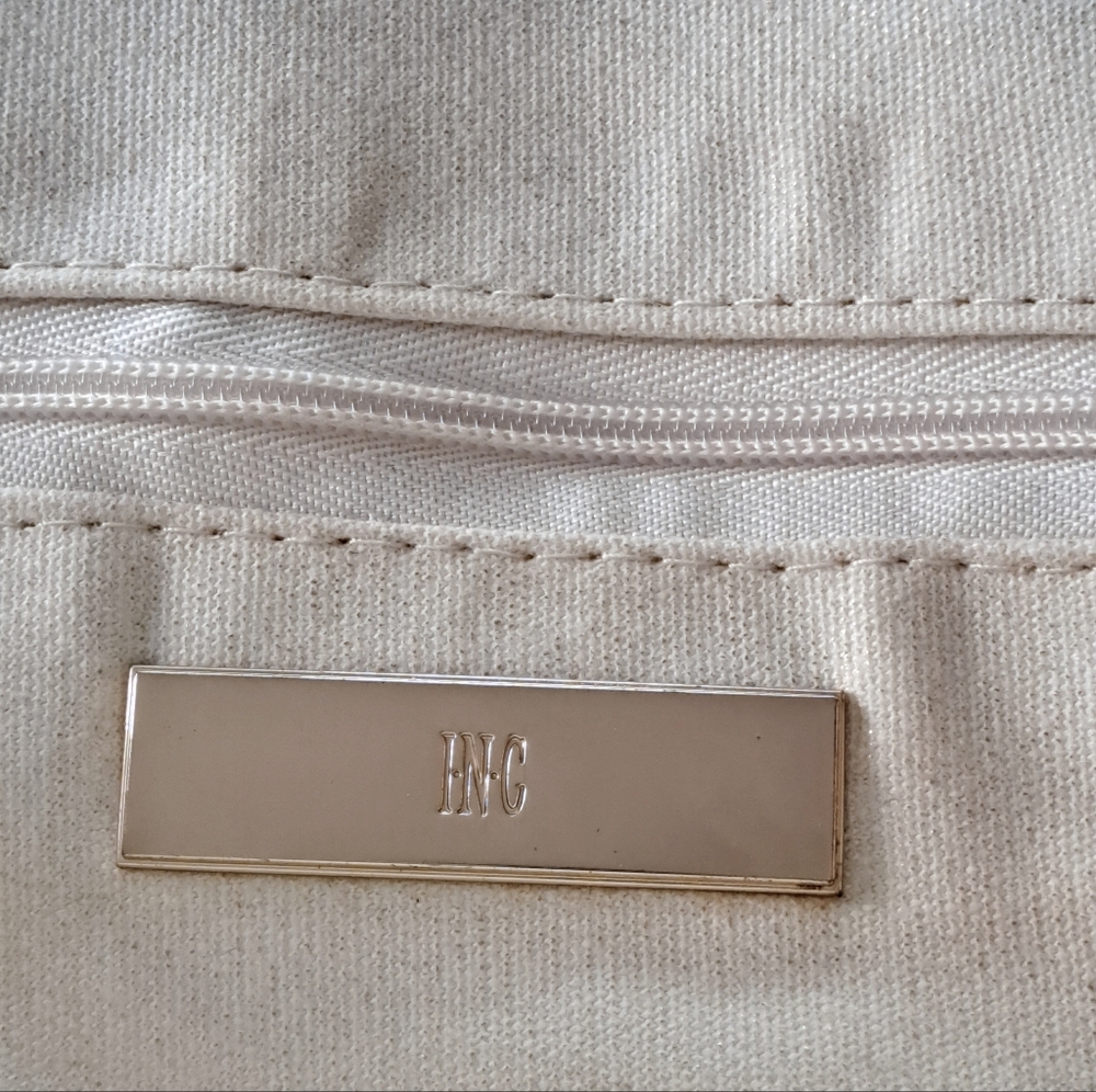 INC Melani Woven Straw Circle Bag/Purse, Natural, Vegan Leather Straps - Picture 5 of 10